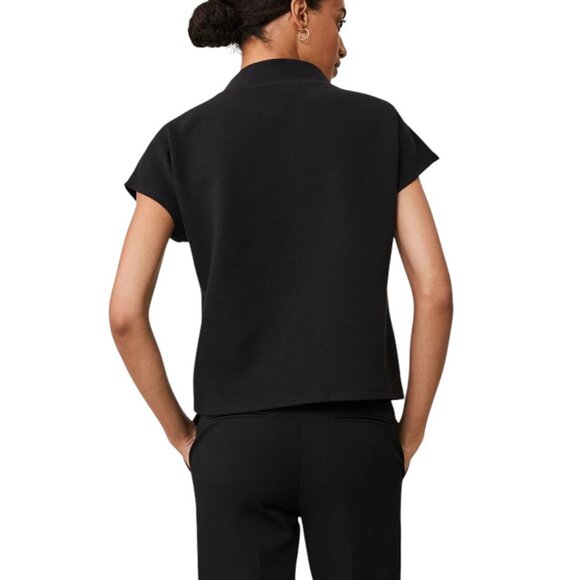 Ann Taylor Chain Link Mock Neck Top in Black  – Size MP (Petite Medium) - Picture 2 of 10